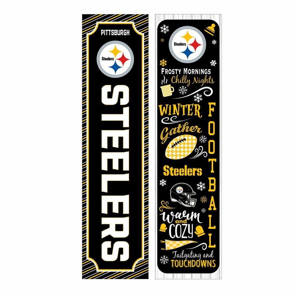 46" Double Sided Leaner, Pittsburgh Steelers, Winter Seasonal - NFL Home