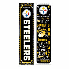 46" Double Sided Leaner, Pittsburgh Steelers, Winter Seasonal - NFL Home