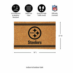 Pittsburgh Steelers Large One Color Coir Mat, 36"x24" - NFL