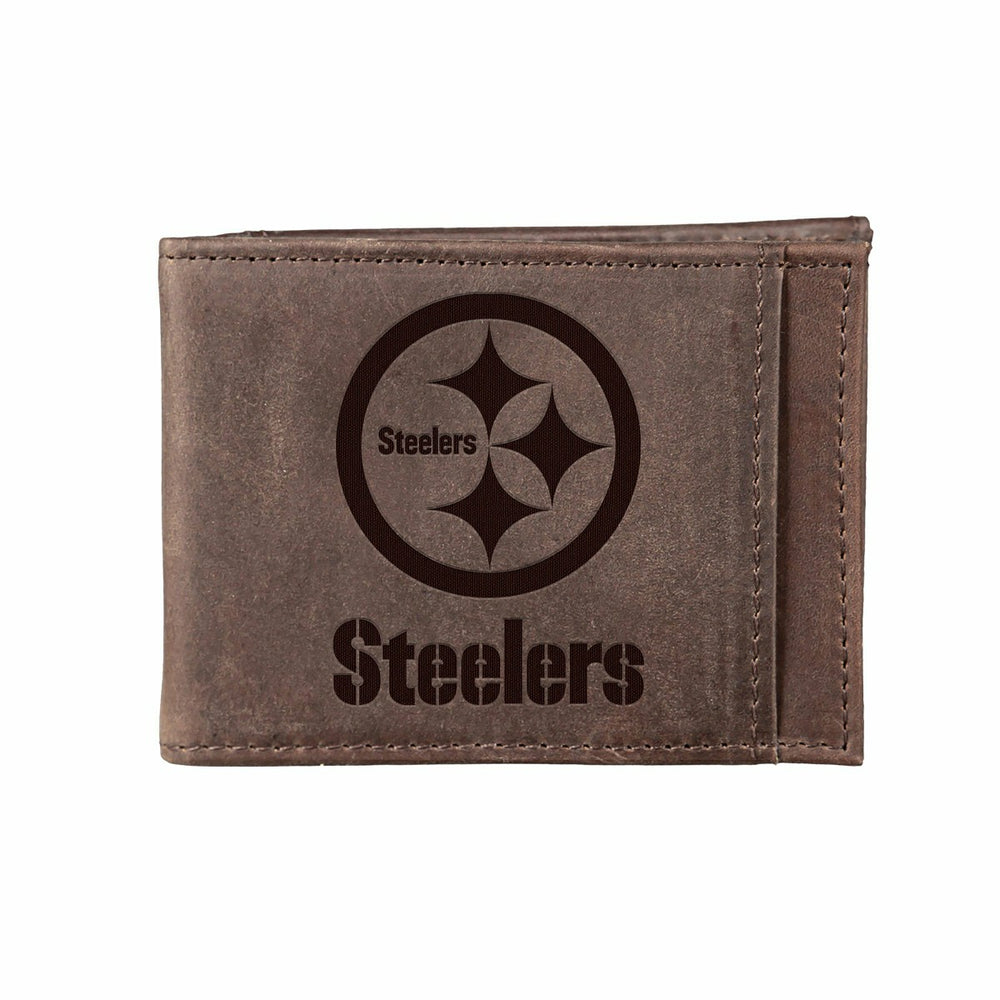 Front Pocket Wallet w/ RFID Blocking, Pittsburgh Steelers, Brown - NFL Home