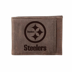 Front Pocket Wallet w/ RFID Blocking, Pittsburgh Steelers, Brown - NFL Home