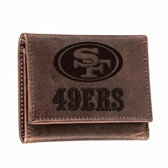 San Francisco 49ers, Tri-Fold Wallet, Brown, CH, 100% Genuine Leather - NFL Home