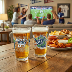 Seattle Seahawks 16oz Glass pint, Set of 2 - NFL Home