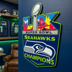 Seattle Seahawks, Super Bowl 60, Layered Metal Wall Art - NFL Home