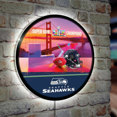 Seattle Seahawks, Super Bowl 60, LED Wall Decor, Football Round, 23" - NFL