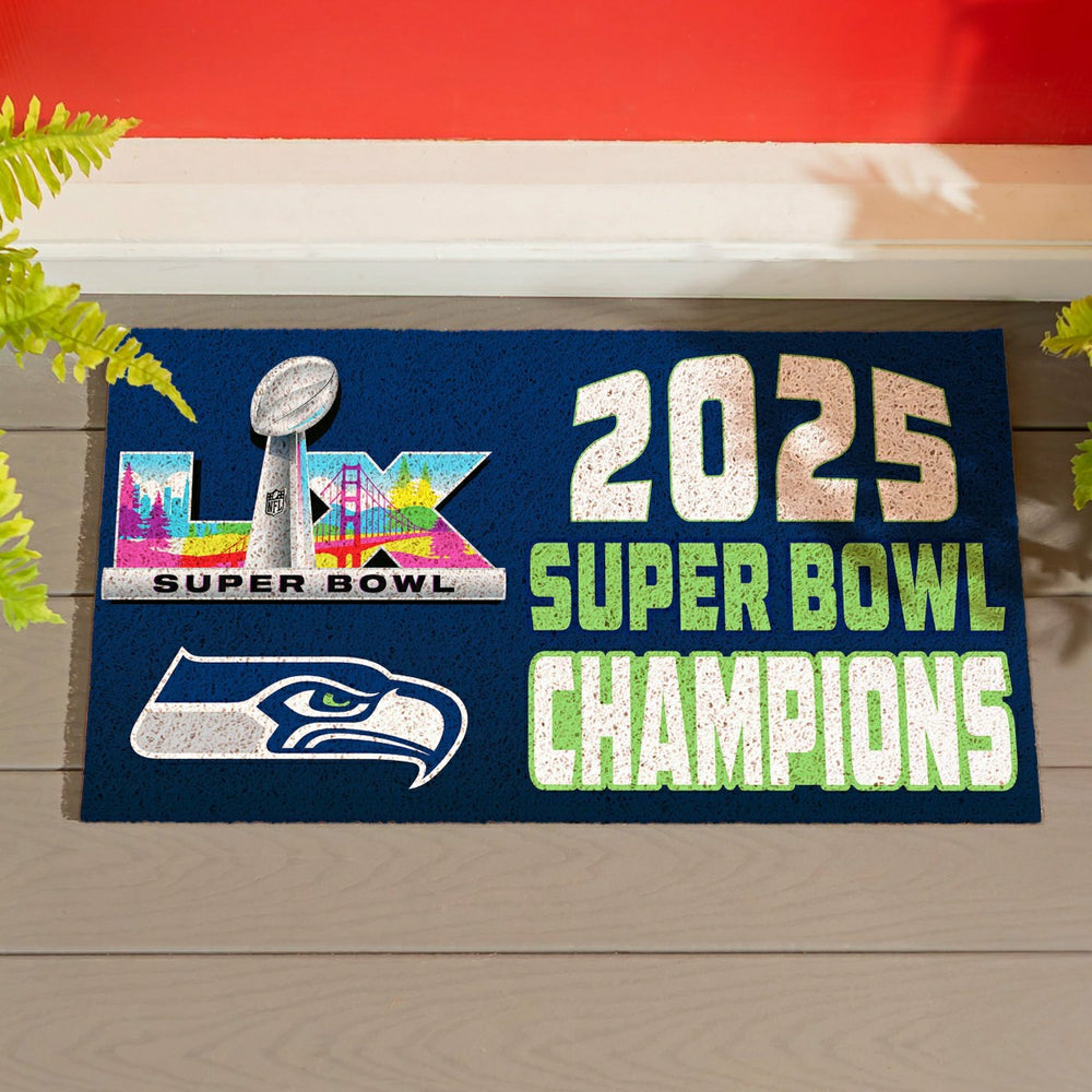 Seattle Seahawks, Super Bowl 60, Champions, Turf Mat, Color, 28"x 16" - NFL