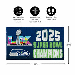 Seattle Seahawks, Super Bowl 60, Champions, Turf Mat, Color, 28"x 16" - NFL