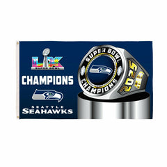 Seattle Seahawks, Super Bowl 60, Ring, Single Sided Flag w/ 2 Grommets - NFL Home