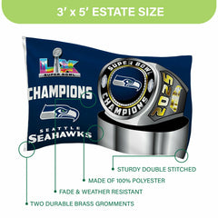 Seattle Seahawks, Super Bowl 60, Ring, Single Sided Flag w/ 2 Grommets - NFL Home