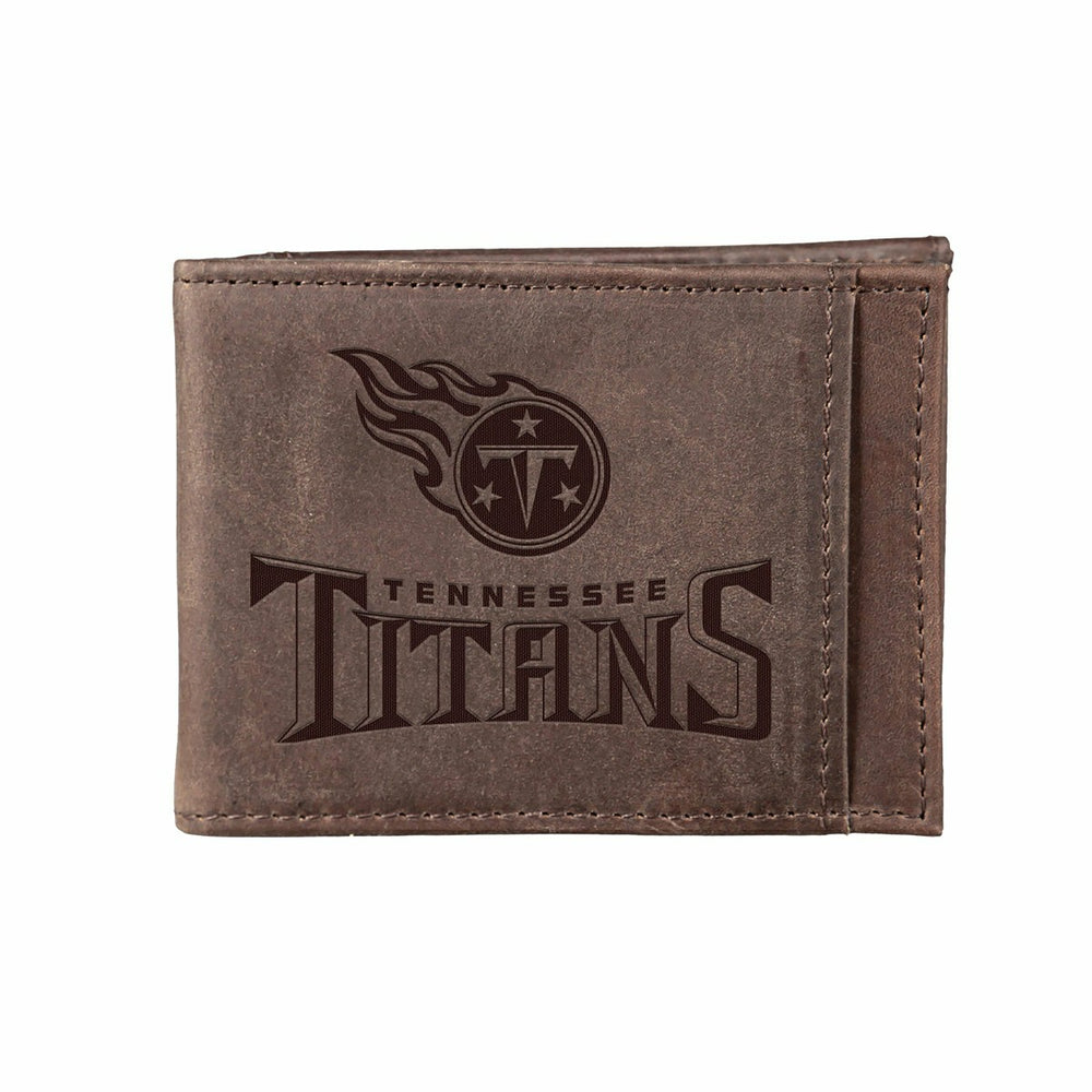 Front Pocket Wallet w/ RFID Blocking, Tennessee Titans, Brown - NFL Home