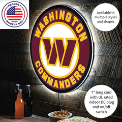 LED Wall Decor, Round, Washington Commanders - NFL Home