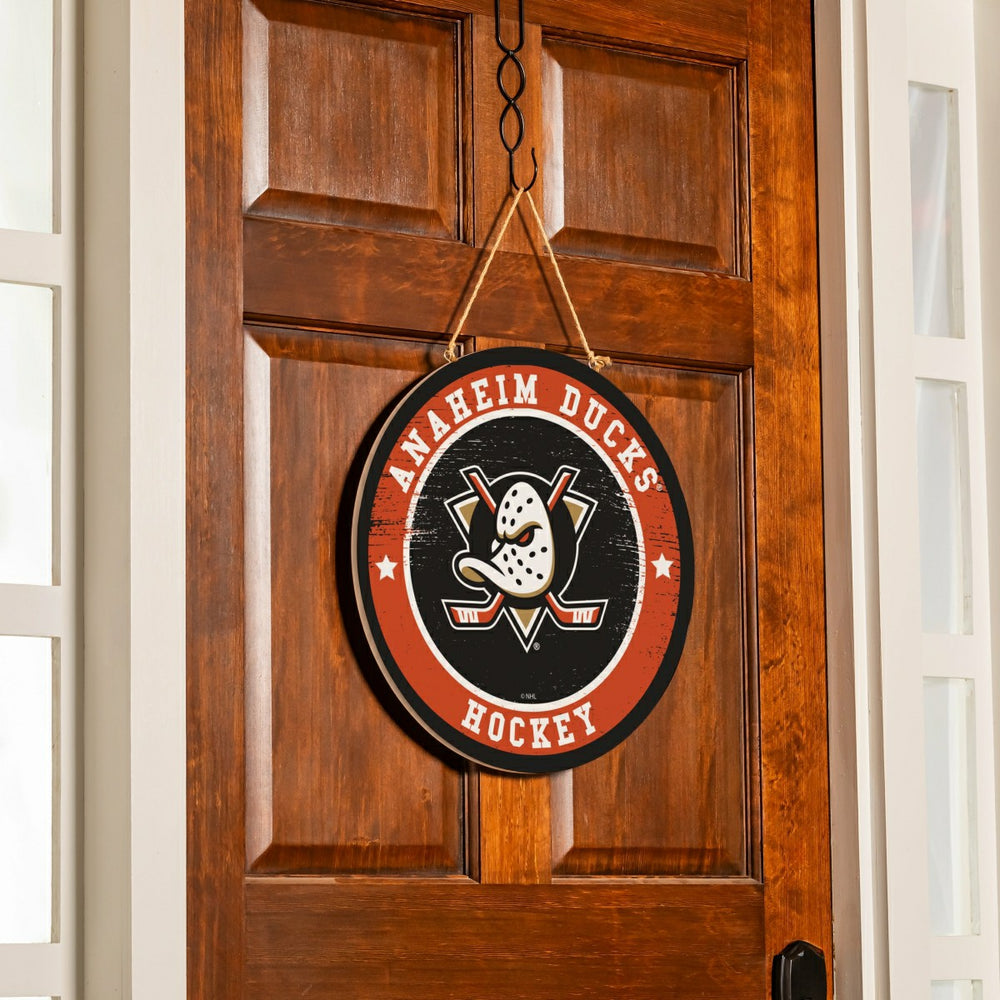 Anaheim Ducks Round Door Décor with Hanging Rope, 18x18 - NHL Home