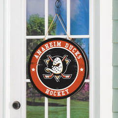 Anaheim Ducks Round Door Décor with Hanging Rope, 18x18 - NHL Home