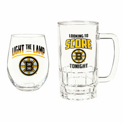 Stemless 17OZ Glass & Tankard 16OZ Gift Set, Boston Bruins - NHL Home