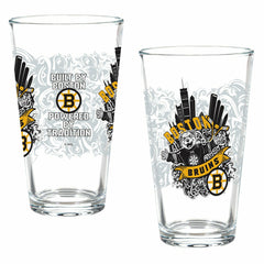 Boston Bruins 16oz Glass pint, Set of 2 - NHL Home