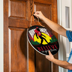 Carolina Hurricanes Bigfoot Round Door Décor with Hanging Rope, 18x18 - NHL Home