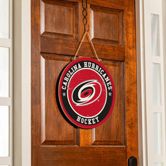 Carolina Hurricanes Round Door Décor with Hanging Rope, 18x18 - NHL Home