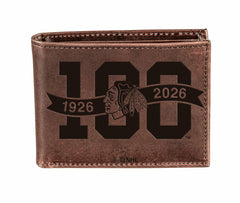 Chicago Blackhawks, 100 Anniversary Wallet, Bi-fold, Brown - NHL Home