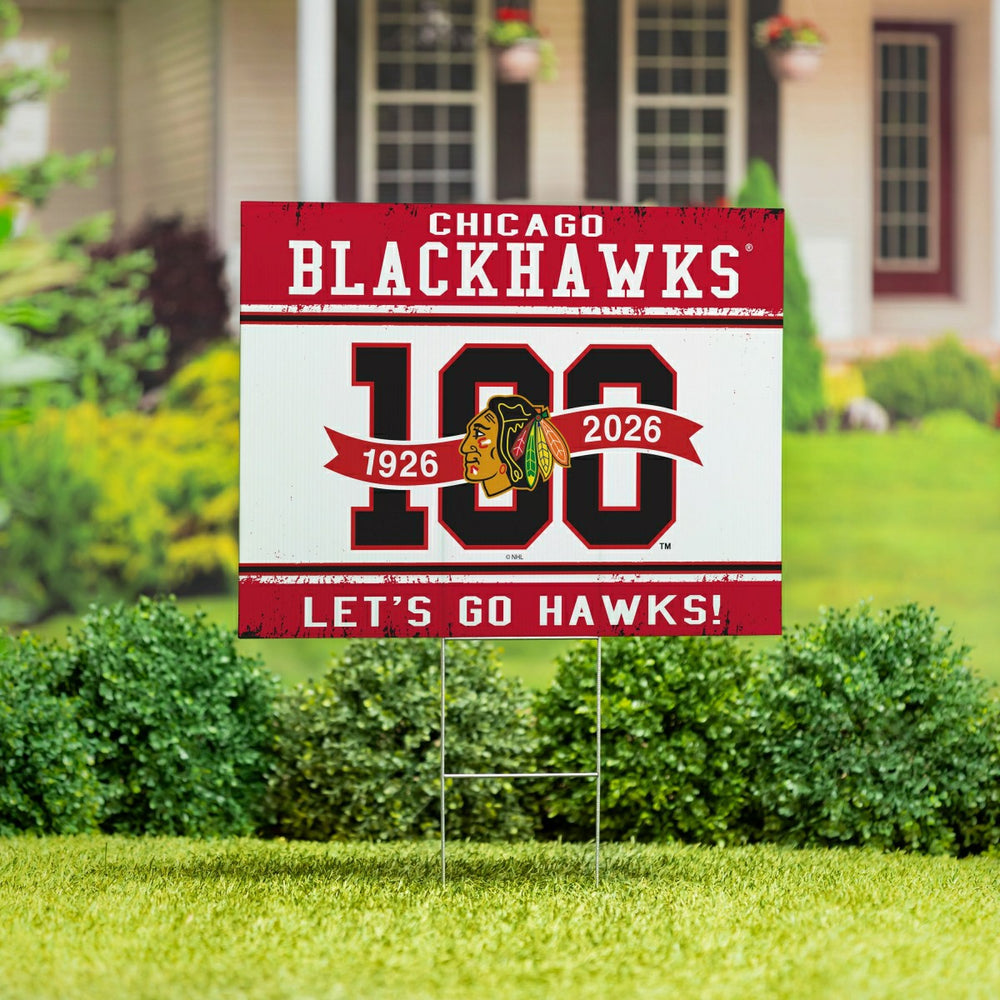 Chicago Blackhawks, 100 Anniversary Cororplast Yard Sign - NHL Home