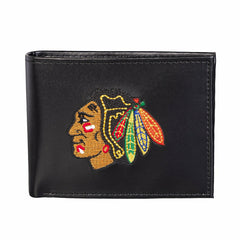 Chicago Blackhawks Black Bi-Fold Embroidered Wallet w/ RFID Blocking - NHL Home
