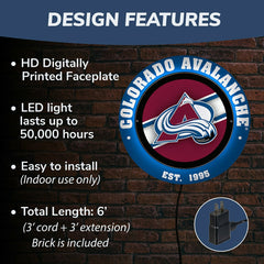 Colorado Avalanche, Metal Lite, Round - NHL