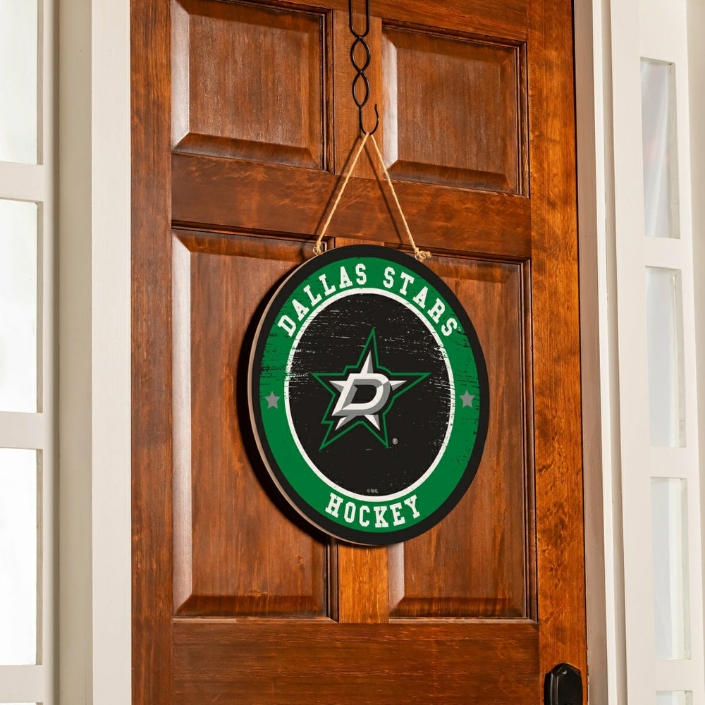 Dallas Stars Round Door Décor with Hanging Rope, 18x18 - NHL Home