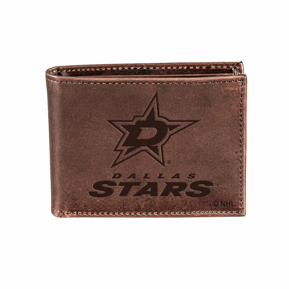 Dallas Stars, Bi-Fold Wallet, Brown, CH, 100% Genuine Leather - NHL Home