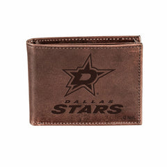 Dallas Stars, Bi-Fold Wallet, Brown, CH, 100% Genuine Leather - NHL Home