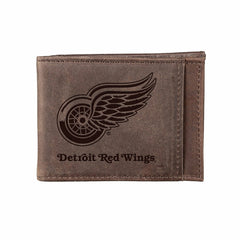 Front Pocket Wallet w/ RFID Blocking, Detroit Red Wings, Brown - NHL Home