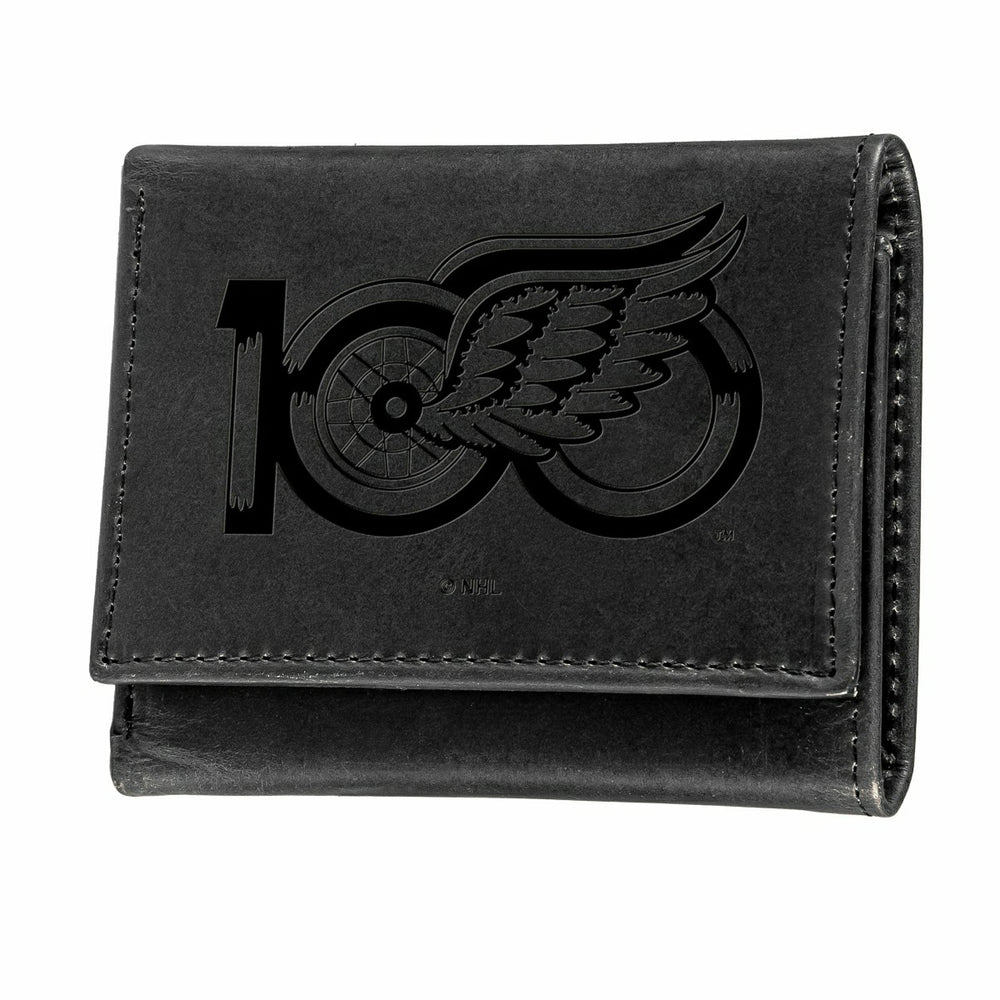 Detroit Red Wings, 100 Anniversary Wallet, Tri-fold, Black - NHL Home