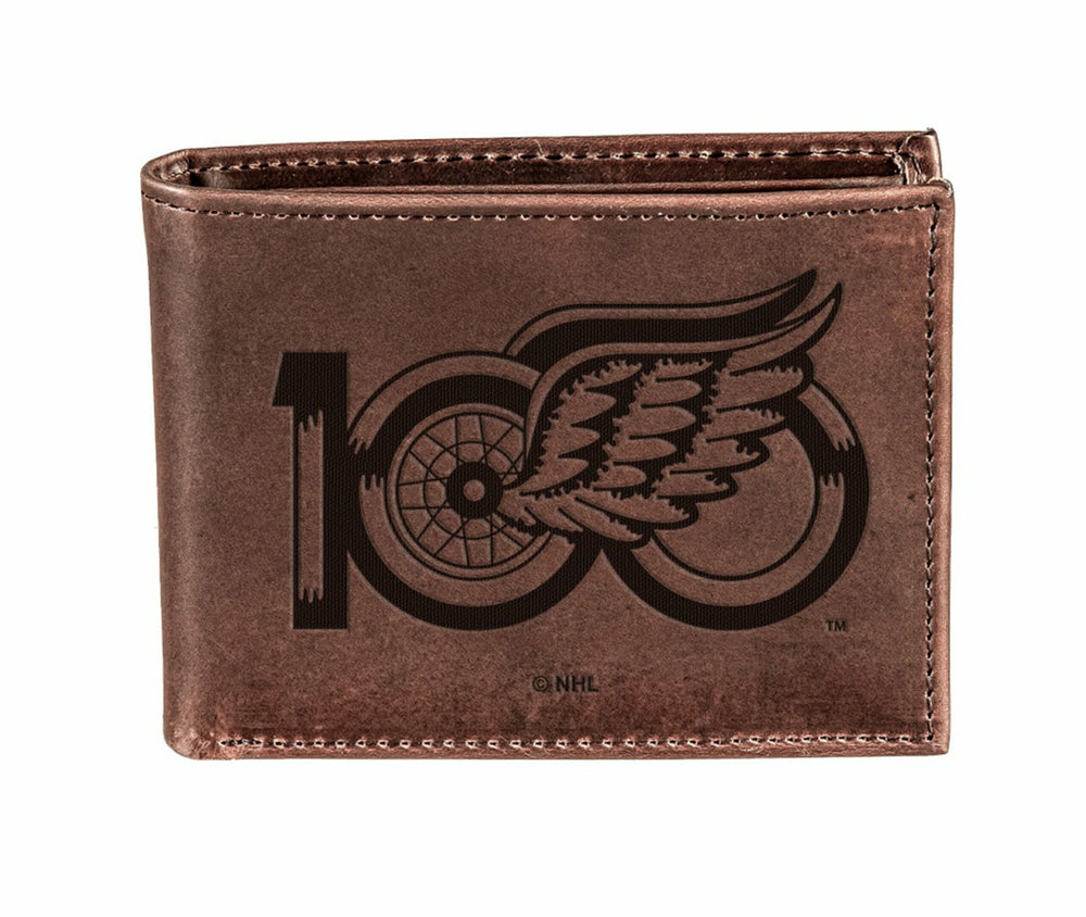 Detroit Red Wings, 100 Anniversary Wallet, Bi-fold, Brown - NHL Home