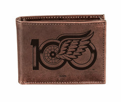 Detroit Red Wings, 100 Anniversary Wallet, Bi-fold, Brown - NHL Home