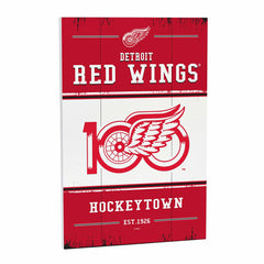 Detroit Red Wings,100 Anniversary Wood Wall Sign, 16x24 - NHL Home
