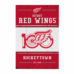 Detroit Red Wings,100 Anniversary Wood Wall Sign, 16x24 - NHL Home