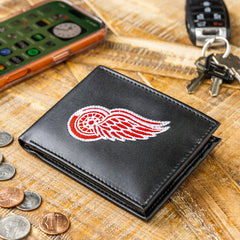 Detroit Red Wings Black Bi-Fold Embroidered Wallet w/ RFID Blocking - NHL Home