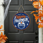 Edmonton Oilers Halloween Round Door Décor with Hanging Rope, 18x18 - NHL Home