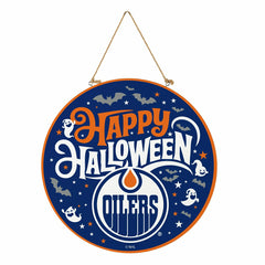 Edmonton Oilers Halloween Round Door Décor with Hanging Rope, 18x18 - NHL Home