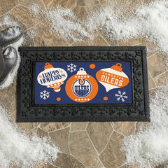 Edmonton Oilers Holiday Flocked Coir Sassafras Switch Mat, 22"x10" - NHL