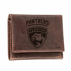 Florida Panthers, Tri-Fold Wallet, Brown, CH, 100% Genuine Leather - NHL Home