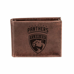Florida Panthers, Bi-Fold Wallet, Brown, CH, 100% Genuine Leather - NHL Home
