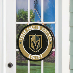 Vegas Golden Knights Round Door Décor with Hanging Rope, 18x18 - NHL Home