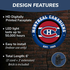 Montreal Canadiens, Metal Lite, Round - NHL