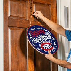 Montreal Canadiens Halloween Round Door Décor with Hanging Rope, 18x18 - NHL Home