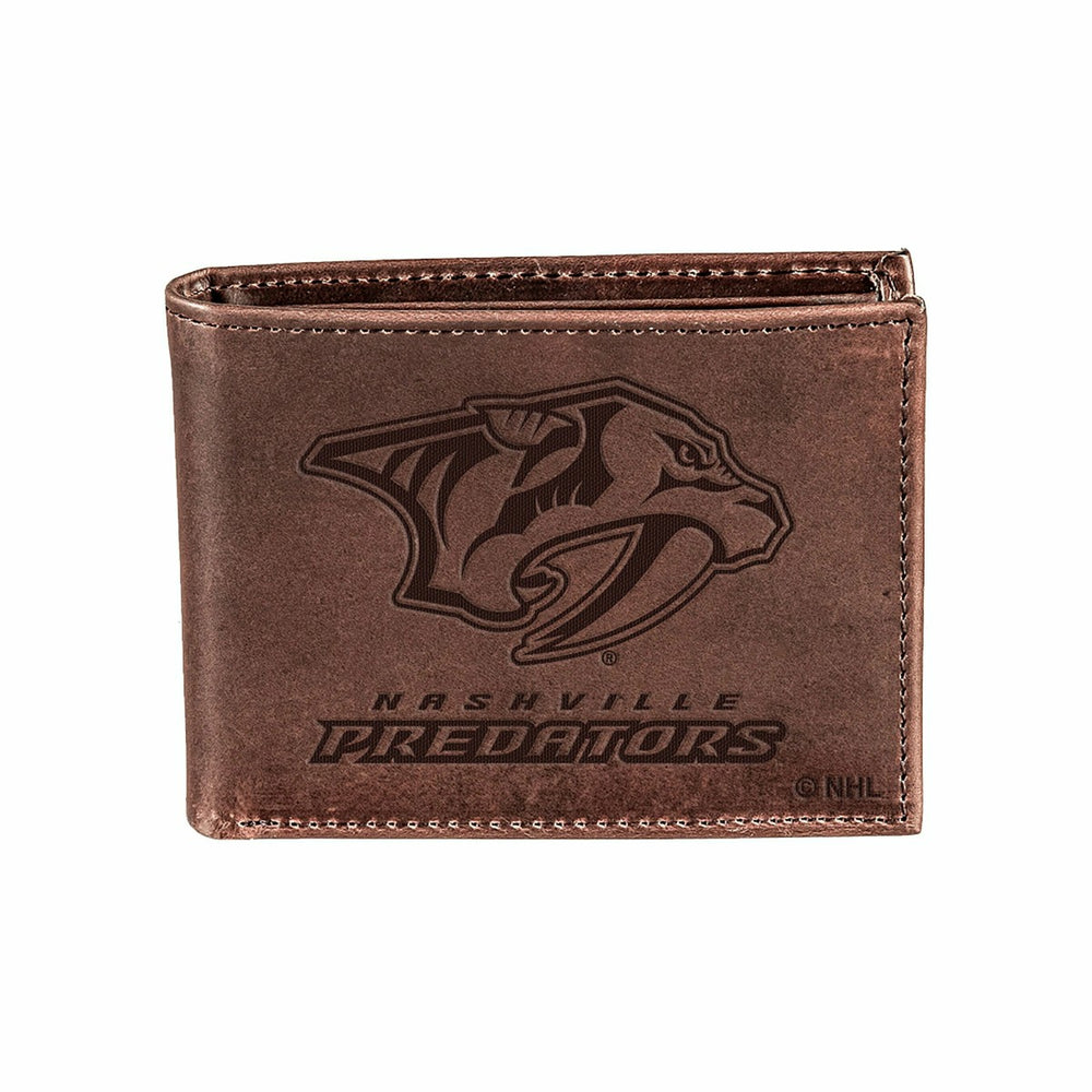 Nashville Predators, Bi-Fold Wallet, Brown, CH, 100% Genuine Leather - NHL Home