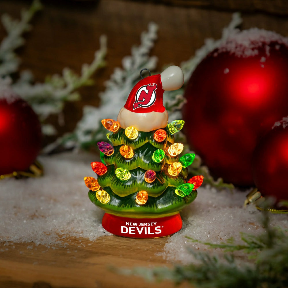 4" Mini LED Tabletop Christmas Tree, Set of 2, New Jersey Devils - NHL Home
