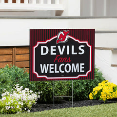 New Jersey Devils Coroplast Yard Sign, "Fans Welcome" - NHL Home