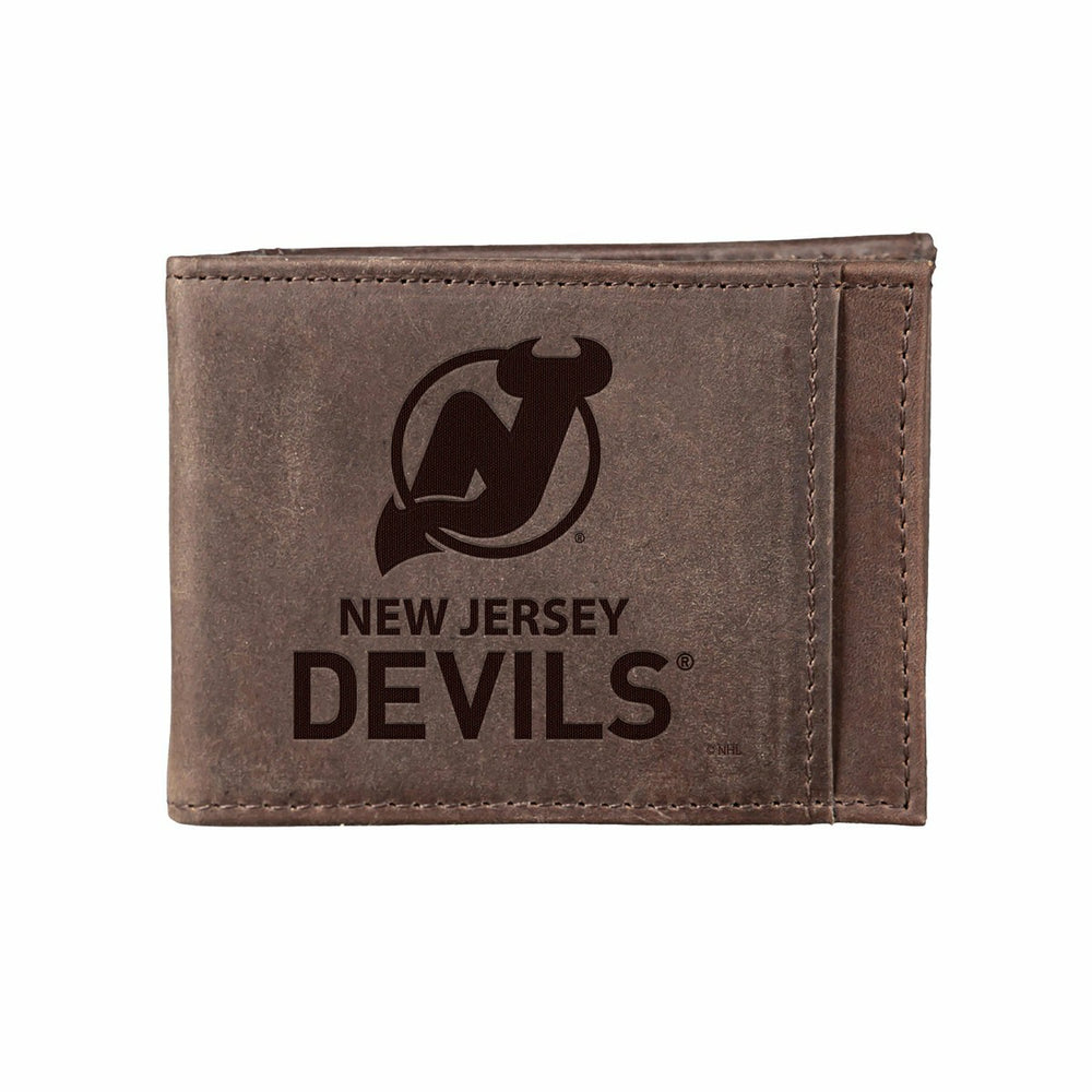 Front Pocket Wallet w/ RFID Blocking, New Jersey Devils, Brown - NHL Home
