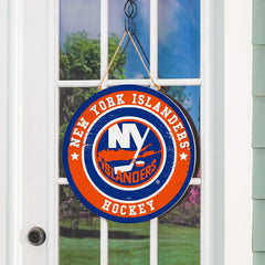 New York Islanders Round Door Décor with Hanging Rope, 18x18 - NHL Home