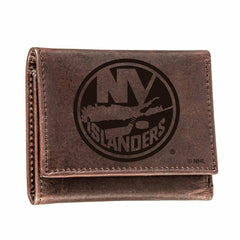New York Islanders, Tri-Fold Wallet, Brown, CH, 100% Genuine Leather - NHL Home