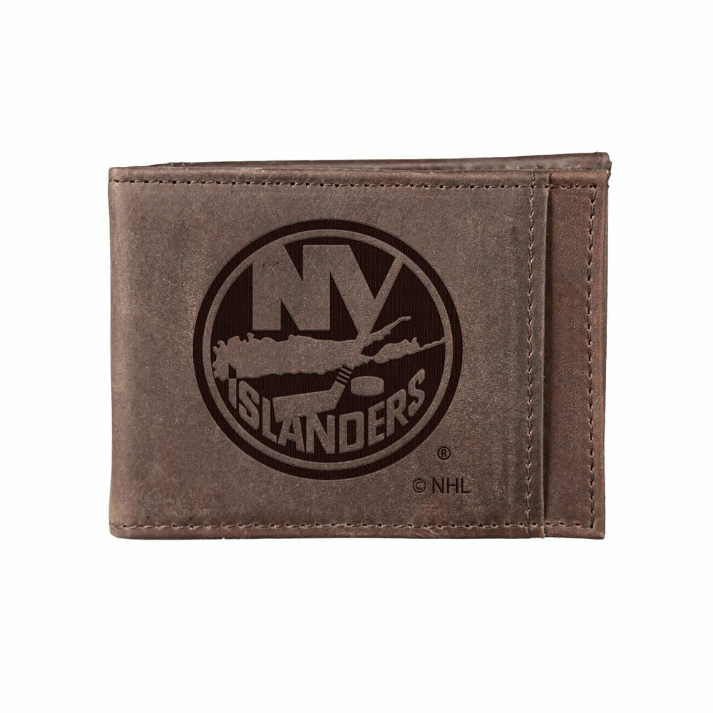Front Pocket Wallet w/ RFID Blocking, New York Islanders, Brown - NHL Home